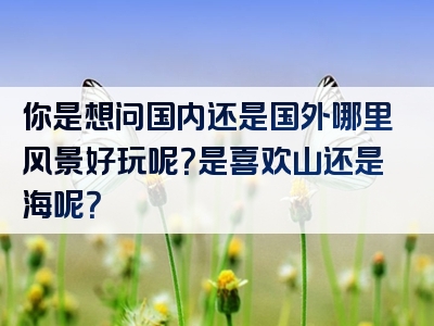 你是想问国内还是国外哪里风景好玩呢？是喜欢山还是海呢？