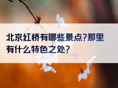 北京红桥有哪些景点？那里有什么特色之处？