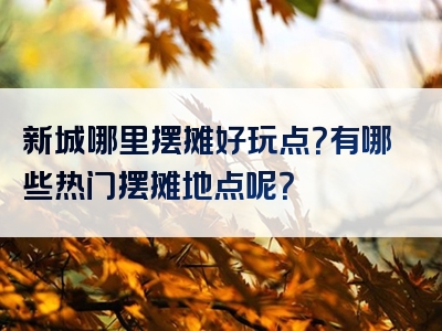 新城哪里摆摊好玩点？有哪些热门摆摊地点呢？