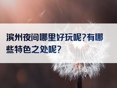 滨州夜间哪里好玩呢？有哪些特色之处呢？