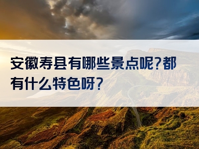 安徽寿县有哪些景点呢？都有什么特色呀？