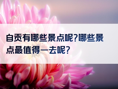 自贡有哪些景点呢？哪些景点最值得一去呢？