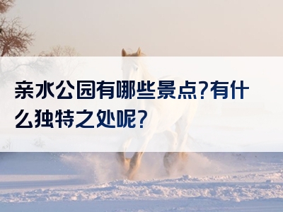 亲水公园有哪些景点？有什么独特之处呢？