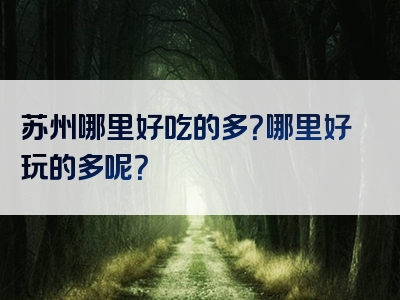 苏州哪里好吃的多？哪里好玩的多呢？