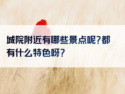 城院附近有哪些景点呢？都有什么特色呀？