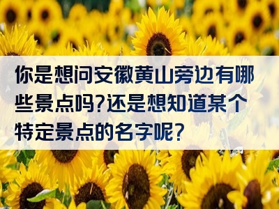 你是想问安徽黄山旁边有哪些景点吗？还是想知道某个特定景点的名字呢？