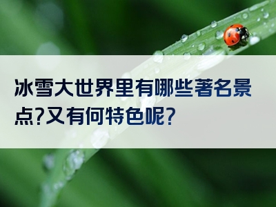 冰雪大世界里有哪些著名景点？又有何特色呢？