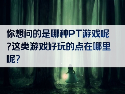 你想问的是哪种PT游戏呢？这类游戏好玩的点在哪里呢？