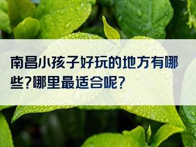 南昌小孩子好玩的地方有哪些？哪里最适合呢？