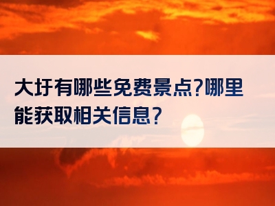 大圩有哪些免费景点？哪里能获取相关信息？