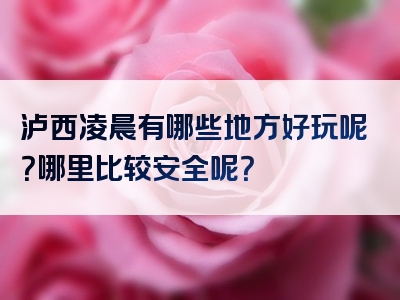 泸西凌晨有哪些地方好玩呢？哪里比较安全呢？