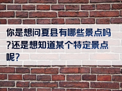 你是想问夏县有哪些景点吗？还是想知道某个特定景点呢？