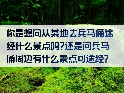 你是想问从某地去兵马俑途经什么景点吗？还是问兵马俑周边有什么景点可途经？