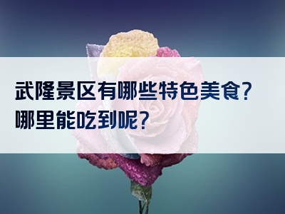 武隆景区有哪些特色美食？哪里能吃到呢？