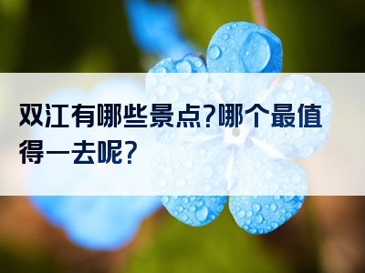 双江有哪些景点？哪个最值得一去呢？