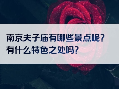 南京夫子庙有哪些景点呢？有什么特色之处吗？