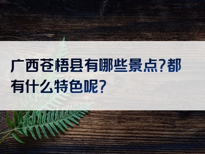 广西苍梧县有哪些景点？都有什么特色呢？