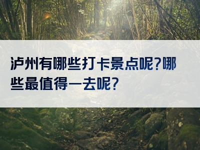 泸州有哪些打卡景点呢？哪些最值得一去呢？