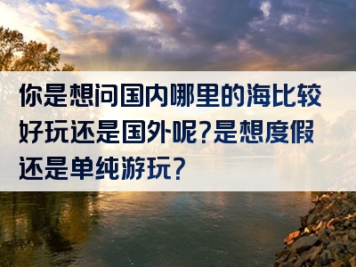 你是想问国内哪里的海比较好玩还是国外呢？是想度假还是单纯游玩？