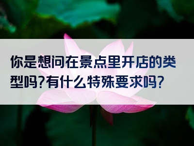 你是想问在景点里开店的类型吗？有什么特殊要求吗？