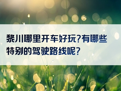 黎川哪里开车好玩？有哪些特别的驾驶路线呢？