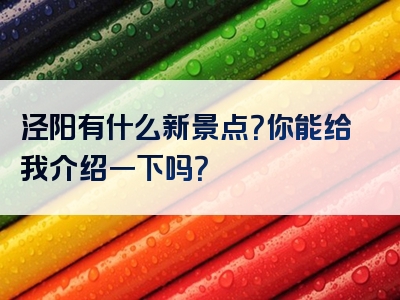 泾阳有什么新景点？你能给我介绍一下吗？