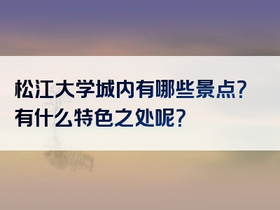 松江大学城内有哪些景点？有什么特色之处呢？