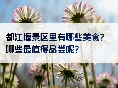 都江堰景区里有哪些美食？哪些最值得品尝呢？