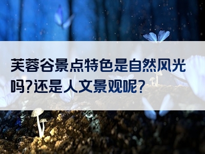 芙蓉谷景点特色是自然风光吗？还是人文景观呢？