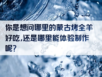 你是想问哪里的蒙古烤全羊好吃，还是哪里能体验制作呢？