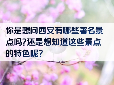 你是想问西安有哪些著名景点吗？还是想知道这些景点的特色呢？