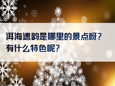 洱海遗韵是哪里的景点呀？有什么特色呢？