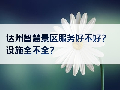 达州智慧景区服务好不好？设施全不全？