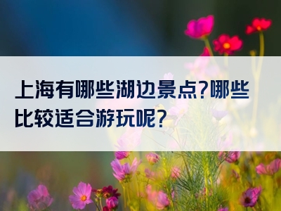 上海有哪些湖边景点？哪些比较适合游玩呢？