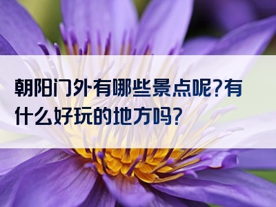 朝阳门外有哪些景点呢？有什么好玩的地方吗？