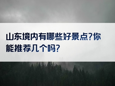 山东境内有哪些好景点？你能推荐几个吗？