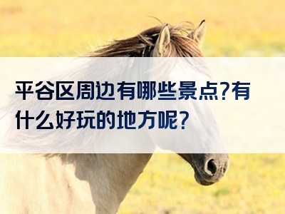 平谷区周边有哪些景点？有什么好玩的地方呢？