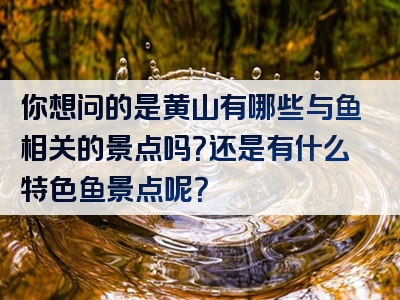 你想问的是黄山有哪些与鱼相关的景点吗？还是有什么特色鱼景点呢？