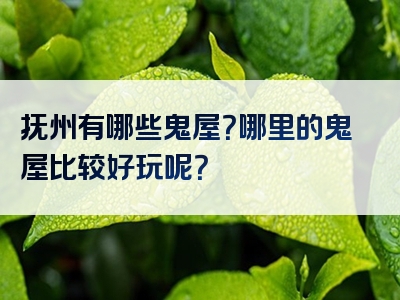 抚州有哪些鬼屋？哪里的鬼屋比较好玩呢？