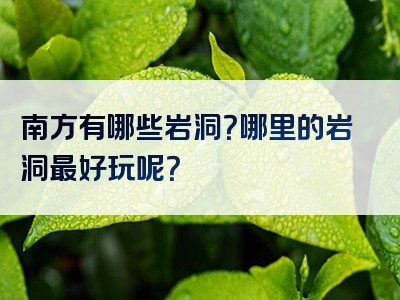 南方有哪些岩洞？哪里的岩洞最好玩呢？