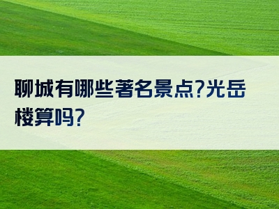 聊城有哪些著名景点？光岳楼算吗？