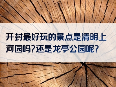 开封最好玩的景点是清明上河园吗？还是龙亭公园呢？