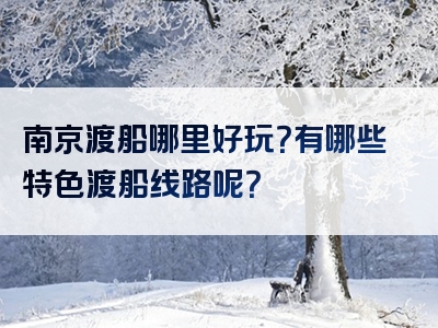 南京渡船哪里好玩？有哪些特色渡船线路呢？