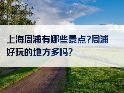 上海周浦有哪些景点？周浦好玩的地方多吗？