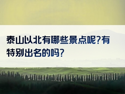 泰山以北有哪些景点呢？有特别出名的吗？