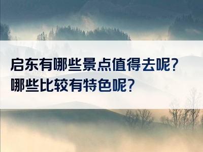 启东有哪些景点值得去呢？哪些比较有特色呢？