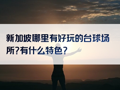 新加坡哪里有好玩的台球场所？有什么特色？