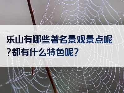 乐山有哪些著名景观景点呢？都有什么特色呢？