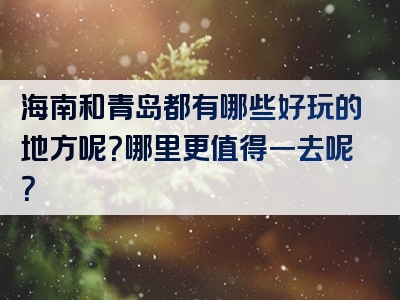 海南和青岛都有哪些好玩的地方呢？哪里更值得一去呢？