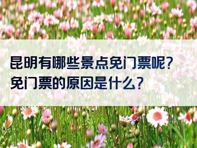 昆明有哪些景点免门票呢？免门票的原因是什么？